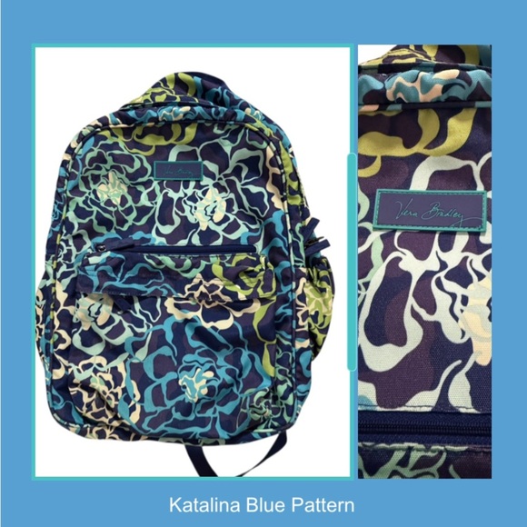 Vera Bradley Campus Backpack Katalina Blue Pattern - Picture 6 of 7